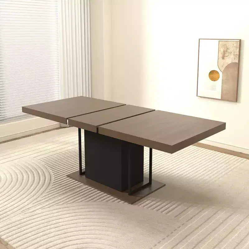 Okak Tavolo da pranzo allungabile rettangolare da 200 cm per 6-10 persone, tavolo pieghevole con piano effetto invecchiato, tavolo da cucina per sala da pranzo, nero + marrone