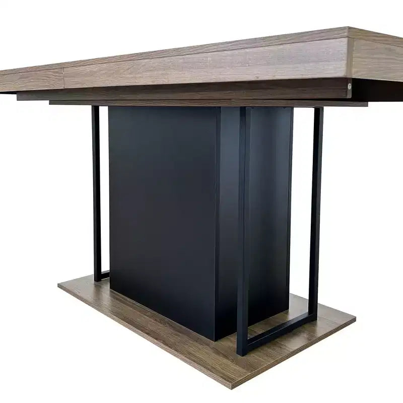 Okak Tavolo da pranzo allungabile rettangolare da 200 cm per 6-10 persone, tavolo pieghevole con piano effetto invecchiato, tavolo da cucina per sala da pranzo, nero + marrone