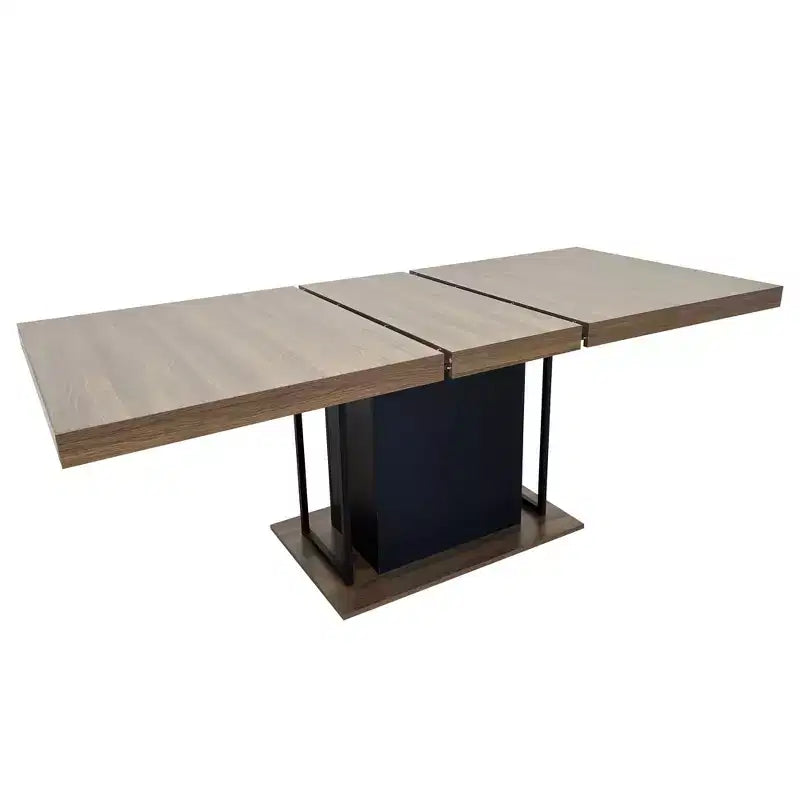 Okak Tavolo da pranzo allungabile rettangolare da 200 cm per 6-10 persone, tavolo pieghevole con piano effetto invecchiato, tavolo da cucina per sala da pranzo, nero + marrone