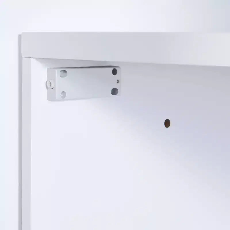 Letto a Scomparsa Singolo con Mensole e Armadio, Letto a Parete Pieghevole con Tavolo per Camera da Letto o Camera degli Ospiti, Bianco