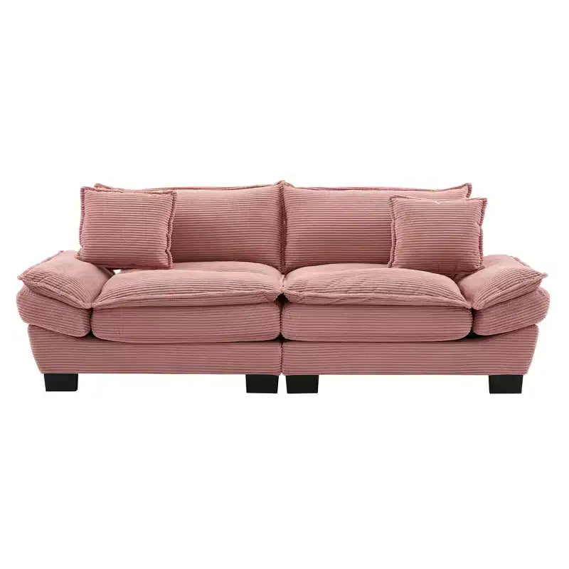 MAYEERTY Divanetto in Velluto a Coste, Imbottito con Seduta Profonda, Comodo Divano con Cuscini per Camera da Letto, Salotto, Ufficio, Rosa