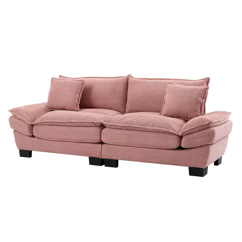 MAYEERTY Divanetto in Velluto a Coste, Imbottito con Seduta Profonda, Comodo Divano con Cuscini per Camera da Letto, Salotto, Ufficio, Rosa