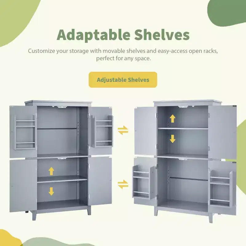 Elegante mobiletto contenitore da terra per bagno, mobile da bagno indipendente con 4 ante