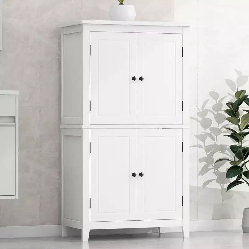 Elegante mobiletto contenitore da terra per bagno, mobile da bagno indipendente con 4 ante
