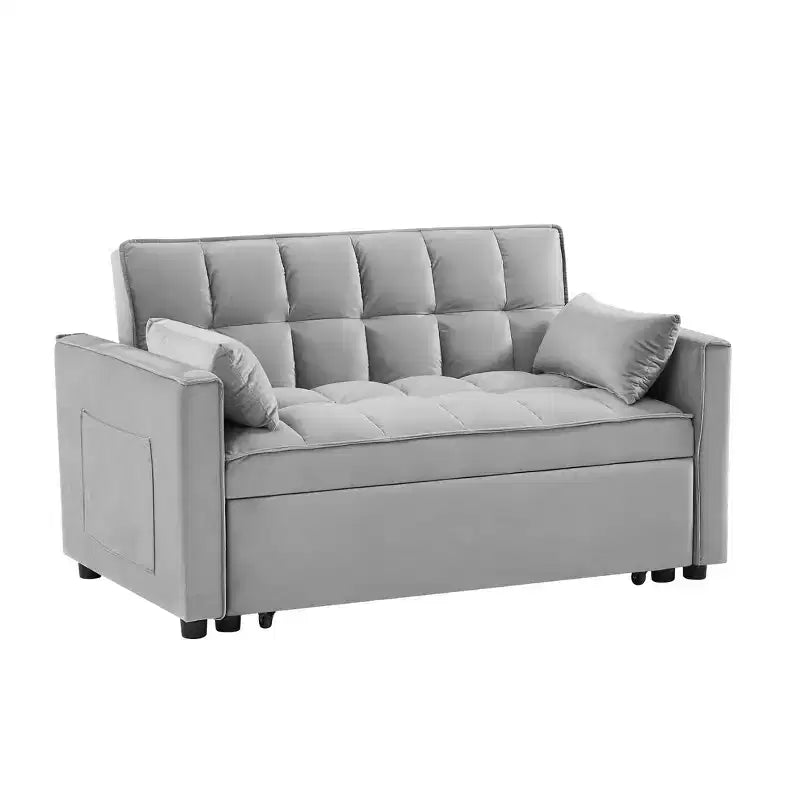 Divanetto Futon Moderno MAYEERTY in Velluto con Cuscini e Tasche Laterali per Soggiorno Camera da Letto Piccoli Spazi Grigio