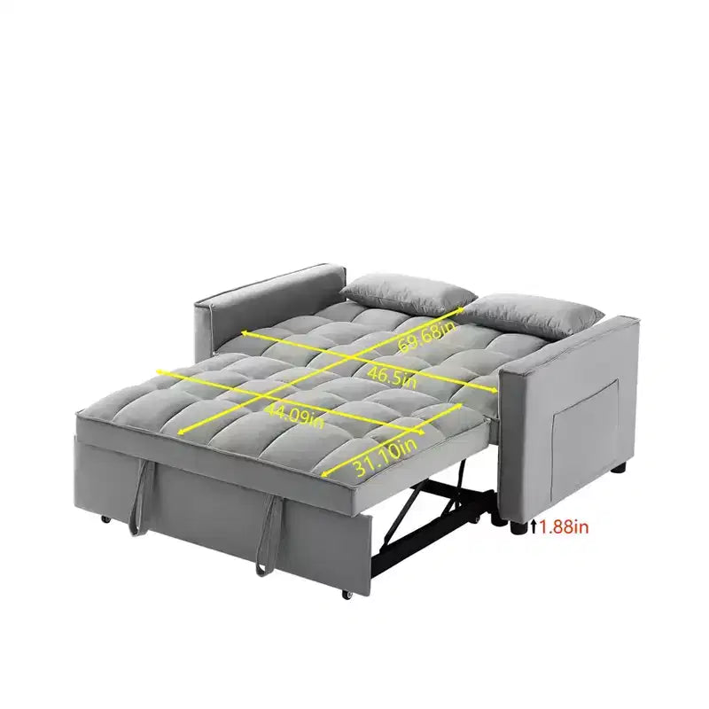 Divanetto Futon Moderno MAYEERTY in Velluto con Cuscini e Tasche Laterali per Soggiorno Camera da Letto Piccoli Spazi Grigio