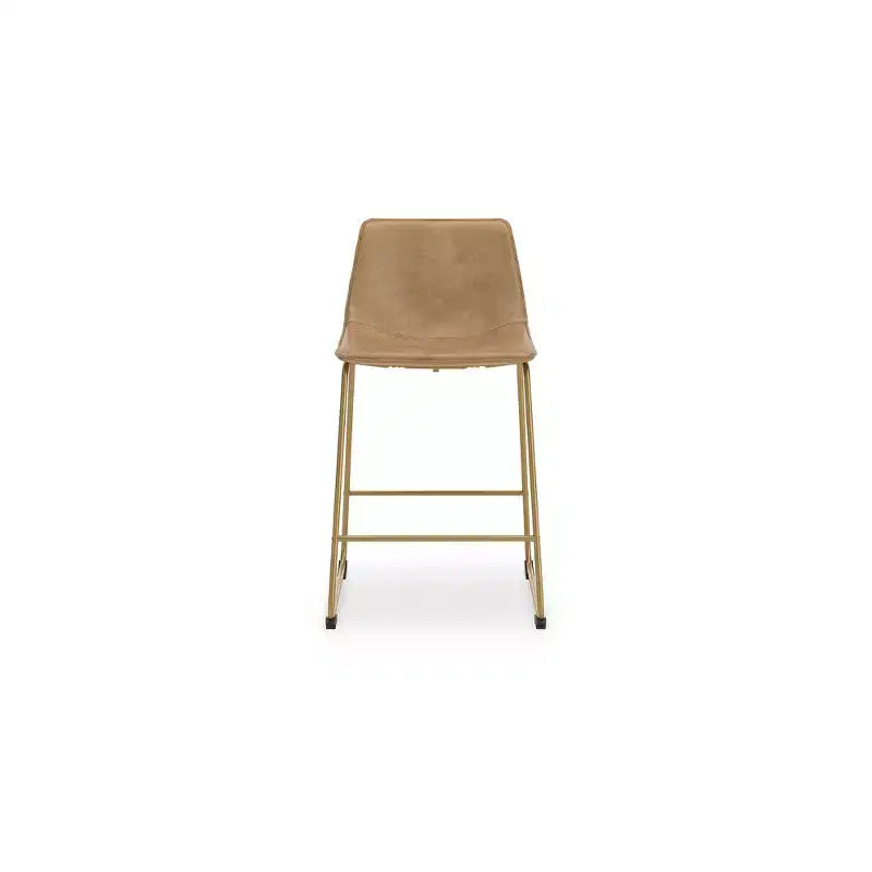 Signature Design by Ashley Sgabelli da Bar Lexadine ad Altezza Bancone, Set da 2, Rivestiti in Ecopelle, Finitura Tostato/Oro, Seduta a Secchiello Moderna