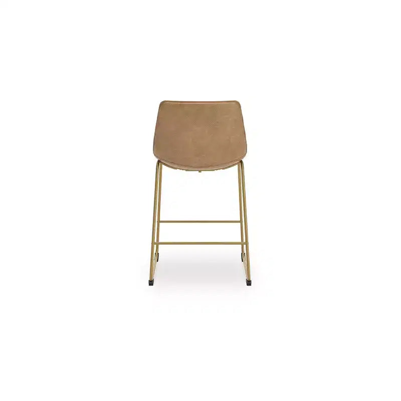 Signature Design by Ashley Sgabelli da Bar Lexadine ad Altezza Bancone, Set da 2, Rivestiti in Ecopelle, Finitura Tostato/Oro, Seduta a Secchiello Moderna