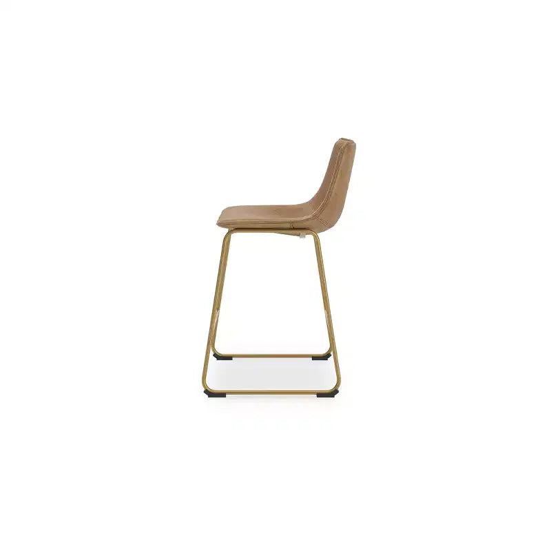 Signature Design by Ashley Sgabelli da Bar Lexadine ad Altezza Bancone, Set da 2, Rivestiti in Ecopelle, Finitura Tostato/Oro, Seduta a Secchiello Moderna