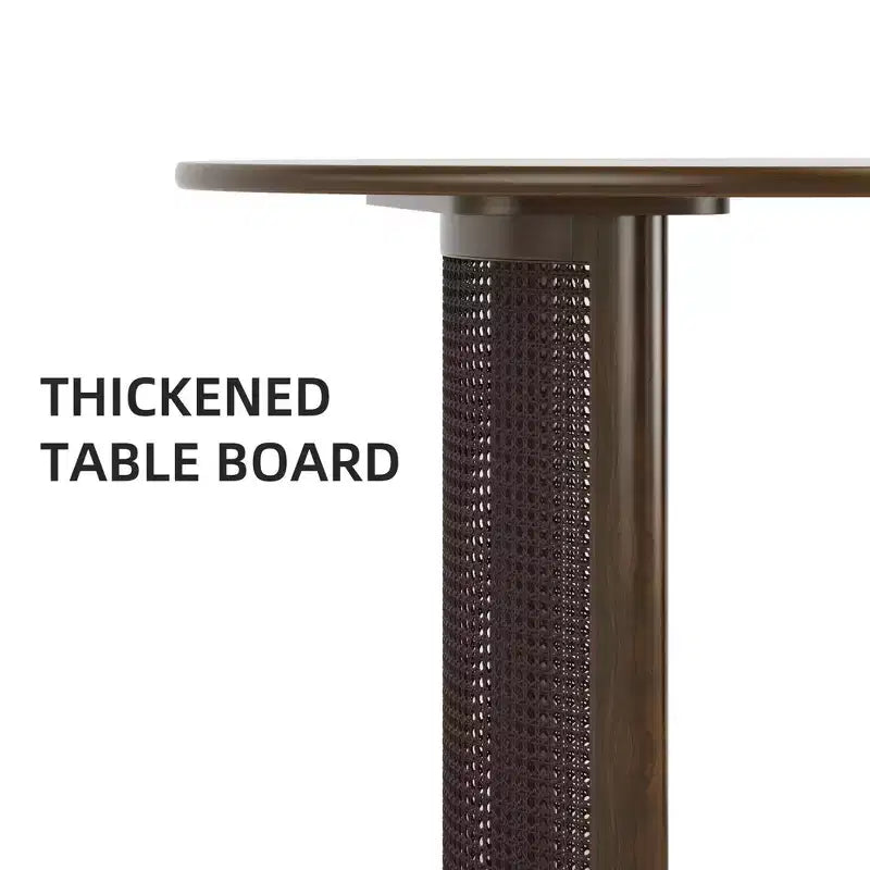 PexFix 67 Tavolo da pranzo ovale per 4-6 persone con piano a bordo arcuato e base in rattan intrecciato, tavolo da cucina moderno in stile rustico per soggiorno sala da pranzo, noce