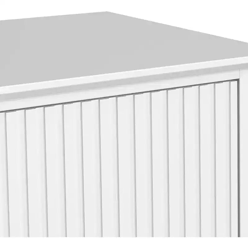 Cassettiera Heynemo Fluted a 6 cassetti, cassettiere moderne per armadio, comò doppio con cassetti a chiusura ammortizzata, mobile contenitore in legno, bianco