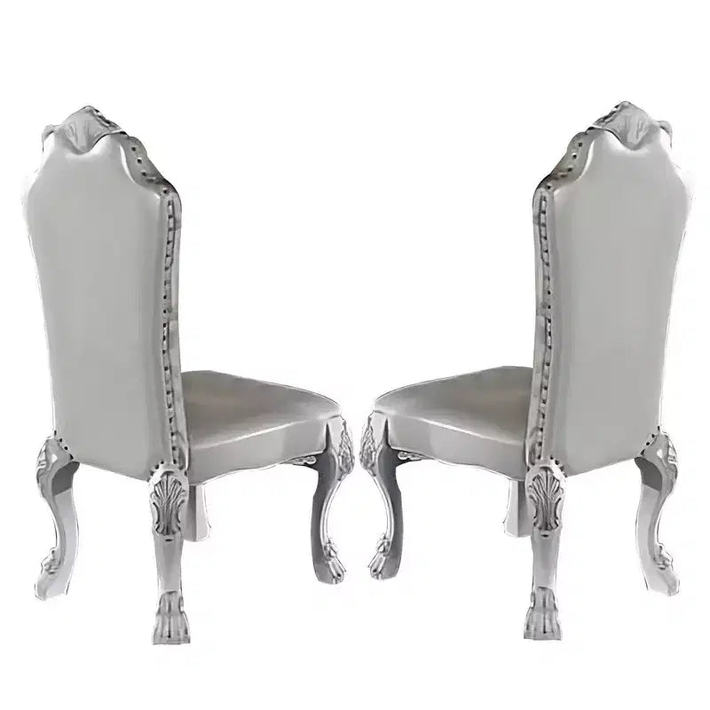 Set di 2 sedie da pranzo Royal Hampton da 25 pollici, schienale curvo, motivi intagliati a voluta, bianche