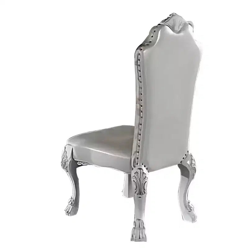 Set di 2 sedie da pranzo Royal Hampton da 25 pollici, schienale curvo, motivi intagliati a voluta, bianche