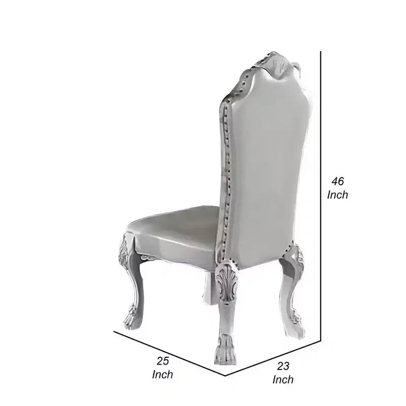 Set di 2 sedie da pranzo Royal Hampton da 25 pollici, schienale curvo, motivi intagliati a voluta, bianche