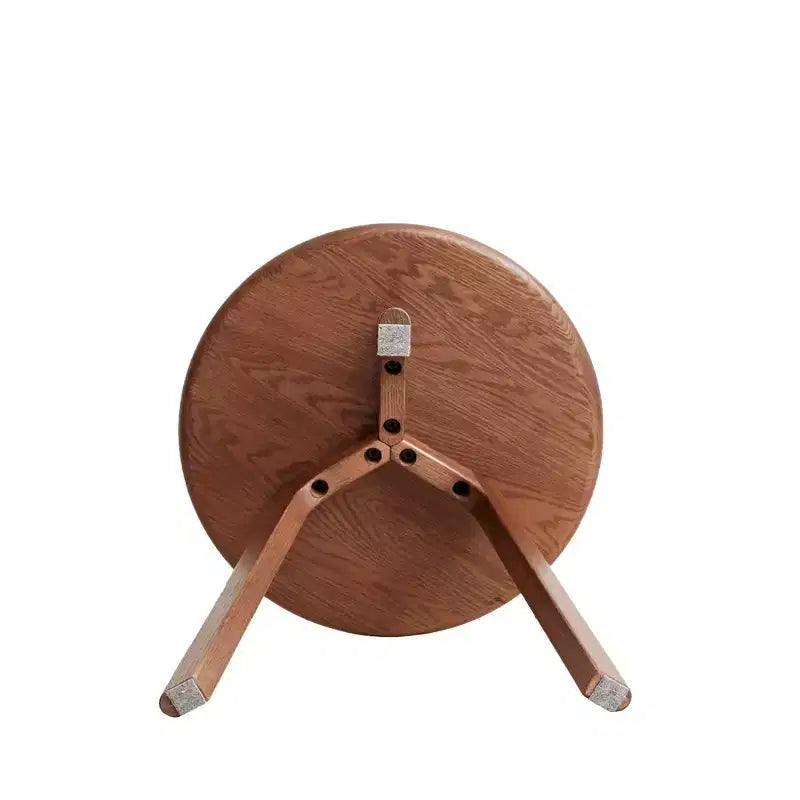 Tavolino Rotondo in Legno Okak con Cuscinetti Antiscivolo Delicati sul Pavimento, Tavolino con Robusta Struttura a Tre Gambe, Tavolino da Divano per Soggiorno
