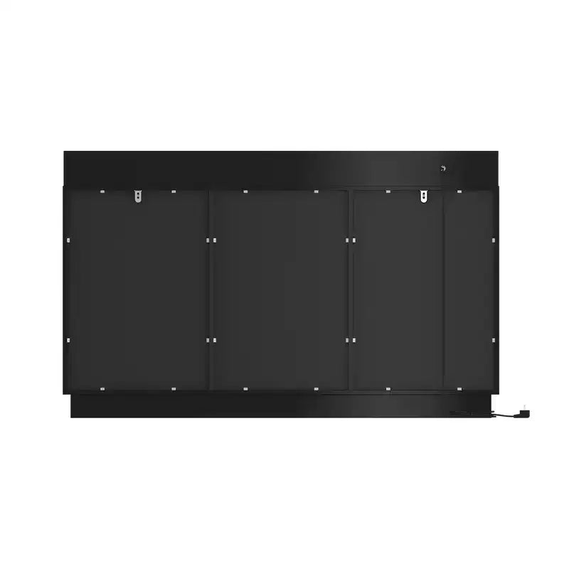 Credenza buffet da cucina multifunzionale Famapy con prese scorrevoli, finitura lucida nera e legno