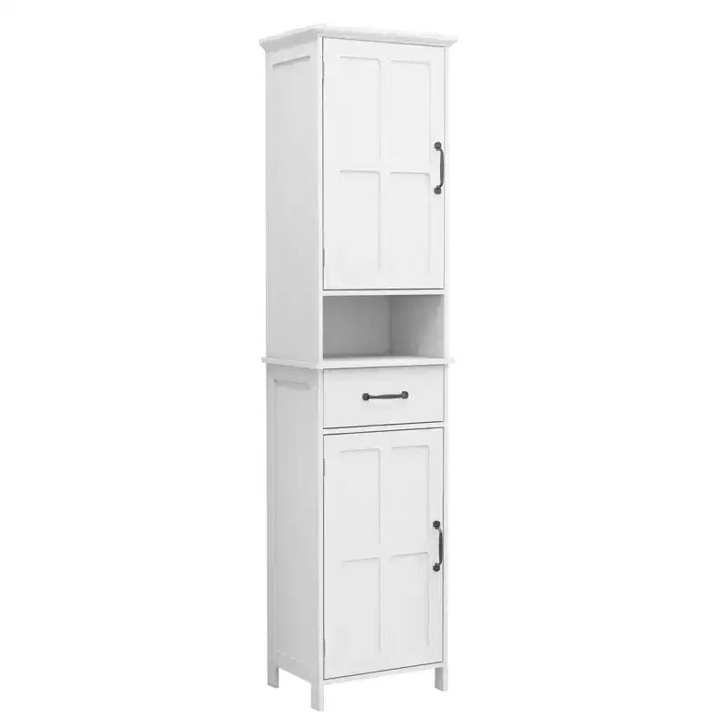 Homy Casa Mobile Alto da Bagno con Cassetto e Doppie Ante, Bianco