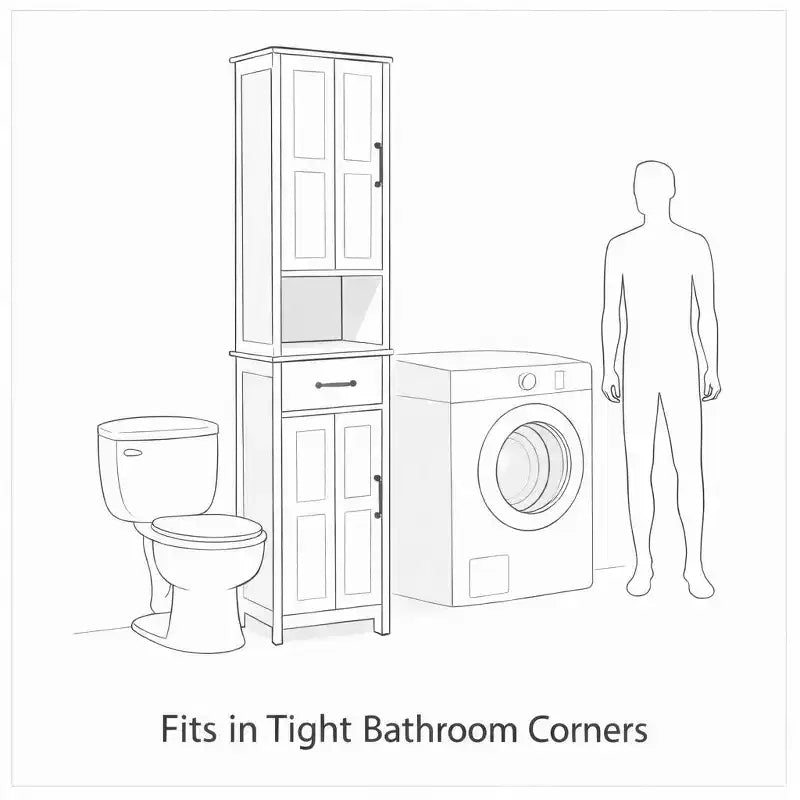 Homy Casa Mobile Alto da Bagno con Cassetto e Doppie Ante, Bianco