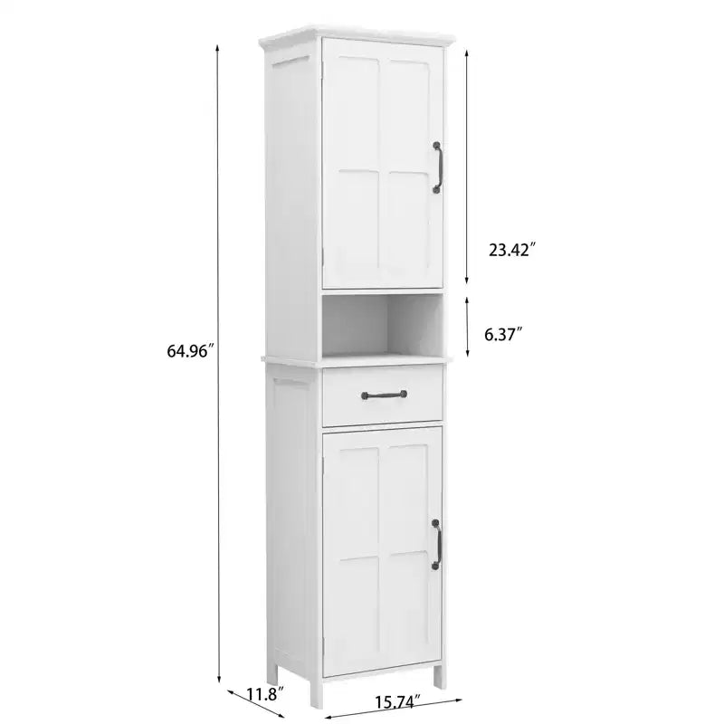 Homy Casa Mobile Alto da Bagno con Cassetto e Doppie Ante, Bianco