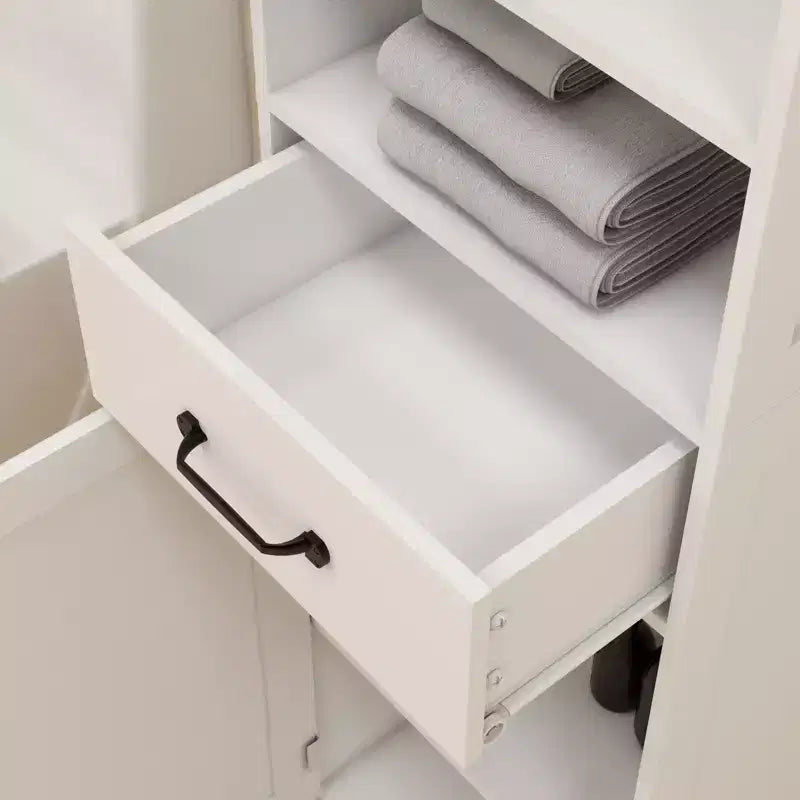 Homy Casa Mobile Alto da Bagno con Cassetto e Doppie Ante, Bianco