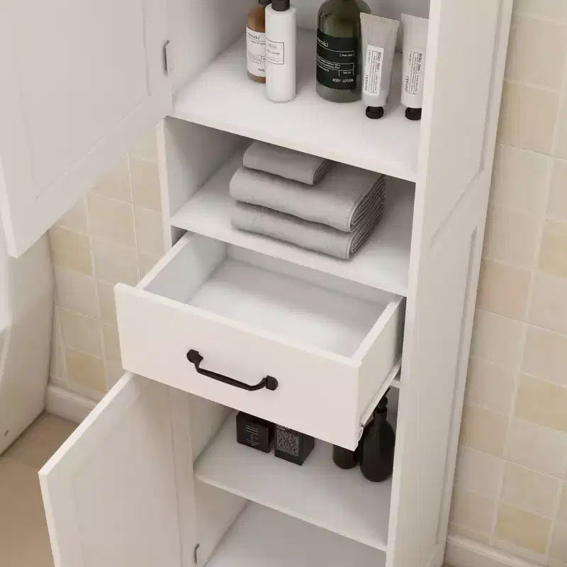 Homy Casa Mobile Alto da Bagno con Cassetto e Doppie Ante, Bianco