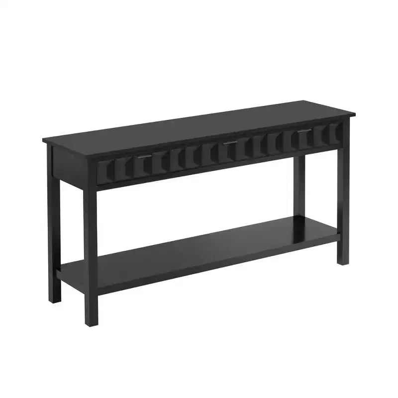 Clihome 60 Tavolo d'ingresso impiallacciato in abete con frontali a nido d'ape, Tavolo console moderno ed elegante con 3 cassetti e gambe in abete massello