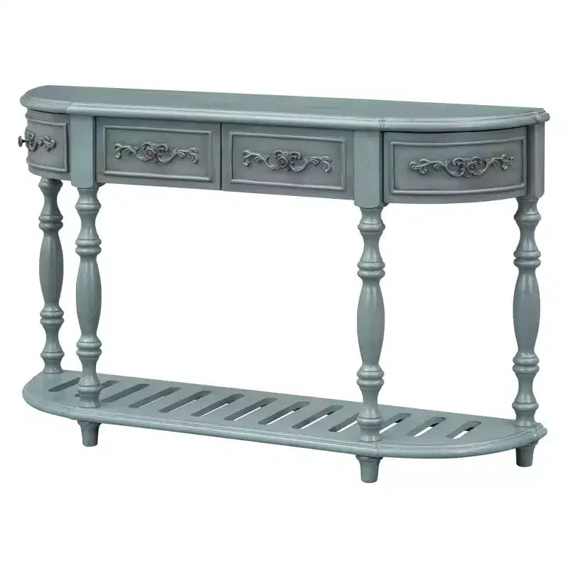 Clihome 52 Tavolo Consolle Curvo Moderno e Contemporaneo, Tavolo da Divano, Tavolo d'Ingresso con 4 Cassetti e 1 Ripiano per Soggiorno, Corridoio