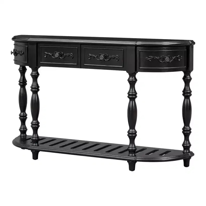 Clihome 52 Tavolo Consolle Curvo Moderno e Contemporaneo, Tavolo da Divano, Tavolo d'Ingresso con 4 Cassetti e 1 Ripiano per Soggiorno, Corridoio