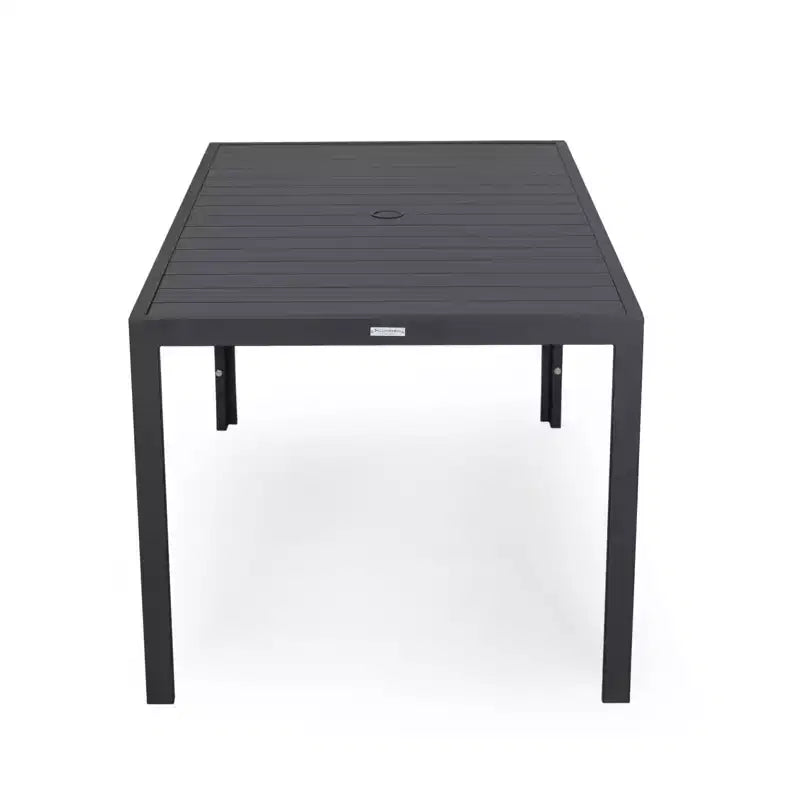 LesiureMod Chelsea Set da Pranzo da Esterno 7 Pezzi - Tavolo da Pranzo in Alluminio con Foro per Ombrellone e Sedie con Braccioli e Cuscini