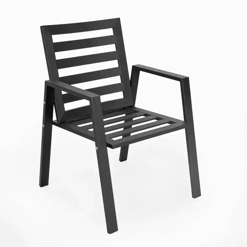 LesiureMod Chelsea Set da Pranzo da Esterno 7 Pezzi - Tavolo da Pranzo in Alluminio con Foro per Ombrellone e Sedie con Braccioli e Cuscini