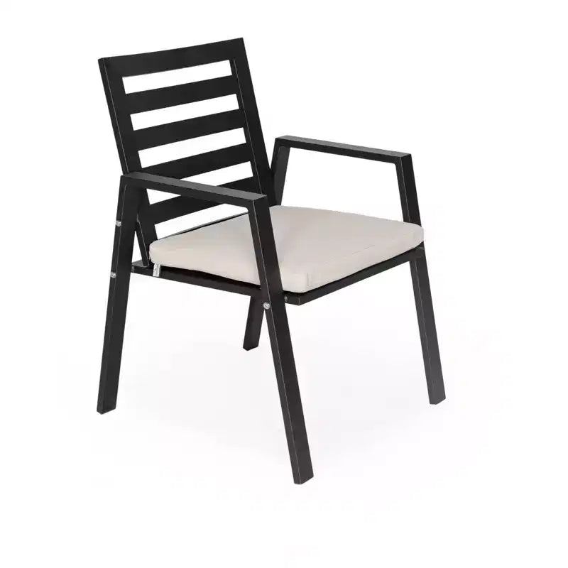 LesiureMod Chelsea Set da Pranzo da Esterno 7 Pezzi - Tavolo da Pranzo in Alluminio con Foro per Ombrellone e Sedie con Braccioli e Cuscini