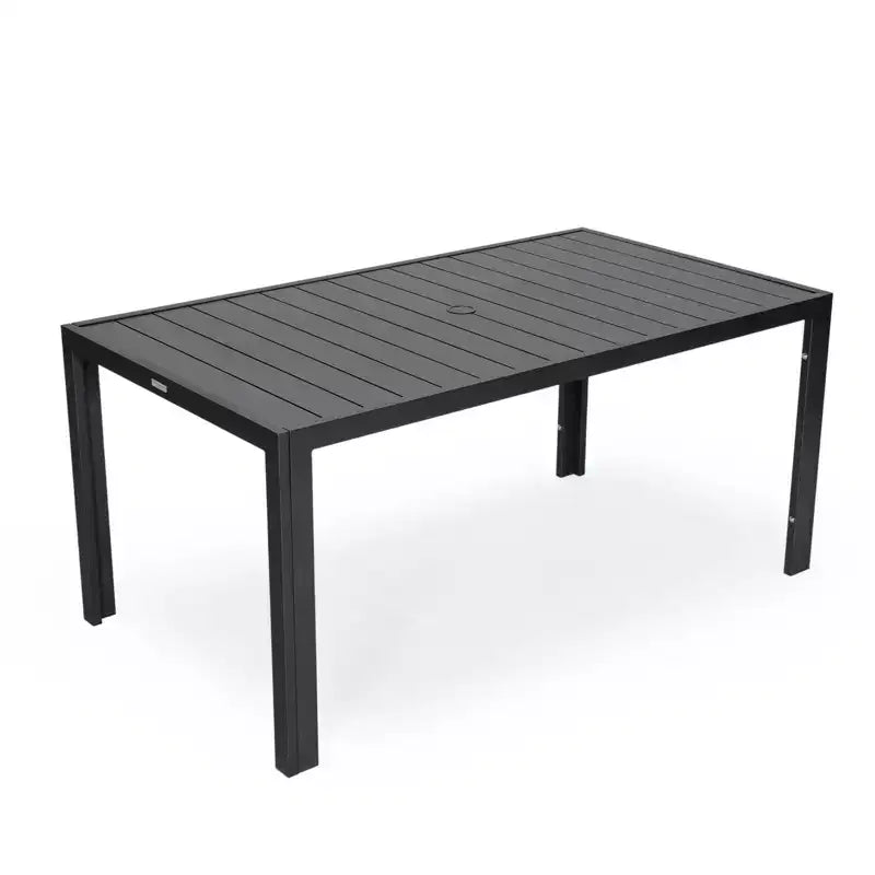 LesiureMod Chelsea Set da Pranzo da Esterno 7 Pezzi - Tavolo da Pranzo in Alluminio con Foro per Ombrellone e Sedie con Braccioli e Cuscini