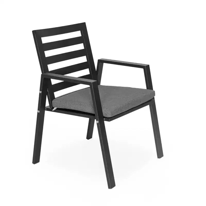 LesiureMod Chelsea Set da Pranzo da Esterno 7 Pezzi - Tavolo da Pranzo in Alluminio con Foro per Ombrellone e Sedie con Braccioli e Cuscini