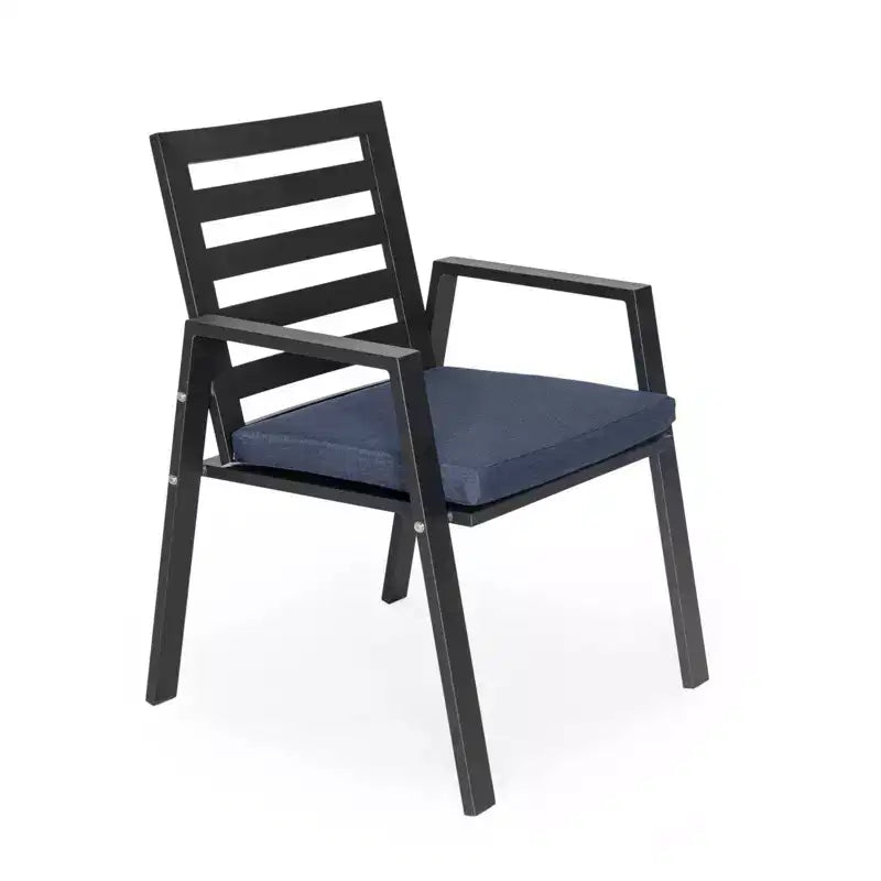 LesiureMod Chelsea Set da Pranzo da Esterno 7 Pezzi - Tavolo da Pranzo in Alluminio con Foro per Ombrellone e Sedie con Braccioli e Cuscini