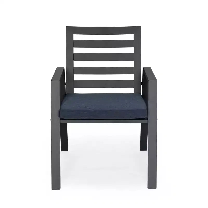 LesiureMod Chelsea Set da Pranzo da Esterno 7 Pezzi - Tavolo da Pranzo in Alluminio con Foro per Ombrellone e Sedie con Braccioli e Cuscini