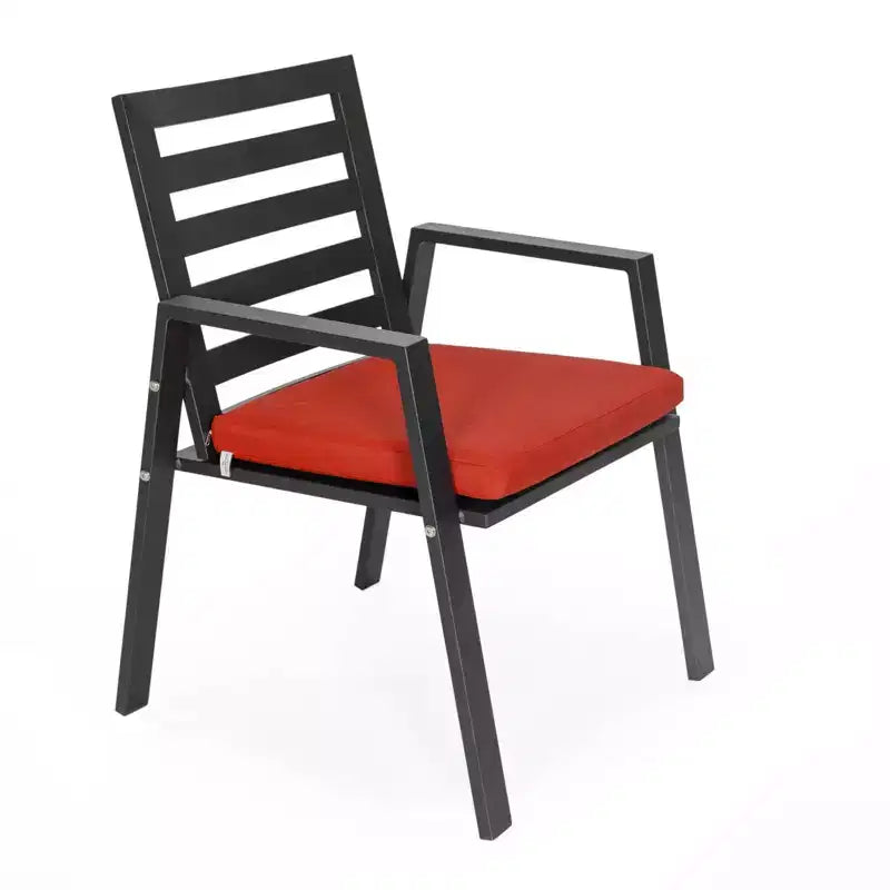 LesiureMod Chelsea Set da Pranzo da Esterno 7 Pezzi - Tavolo da Pranzo in Alluminio con Foro per Ombrellone e Sedie con Braccioli e Cuscini