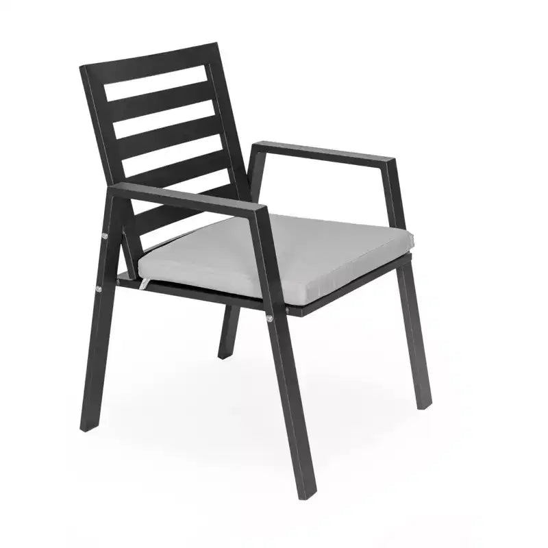 LesiureMod Chelsea Set da Pranzo da Esterno 7 Pezzi - Tavolo da Pranzo in Alluminio con Foro per Ombrellone e Sedie con Braccioli e Cuscini