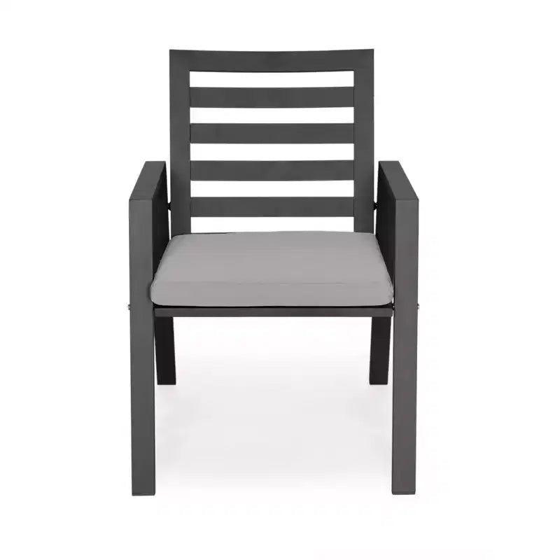 LesiureMod Chelsea Set da Pranzo da Esterno 7 Pezzi - Tavolo da Pranzo in Alluminio con Foro per Ombrellone e Sedie con Braccioli e Cuscini