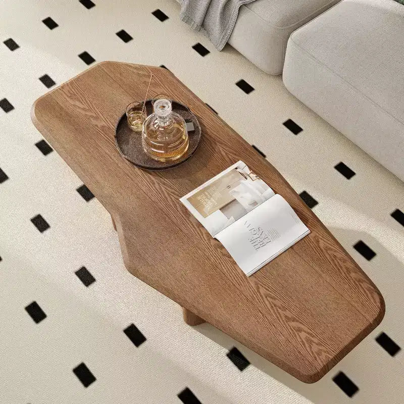Tavolino da Caffè Irregolare Rustico in Legno Petrov di GDFStudio con Doppio Piedistallo
