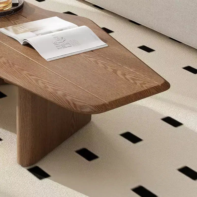 Tavolino da Caffè Irregolare Rustico in Legno Petrov di GDFStudio con Doppio Piedistallo