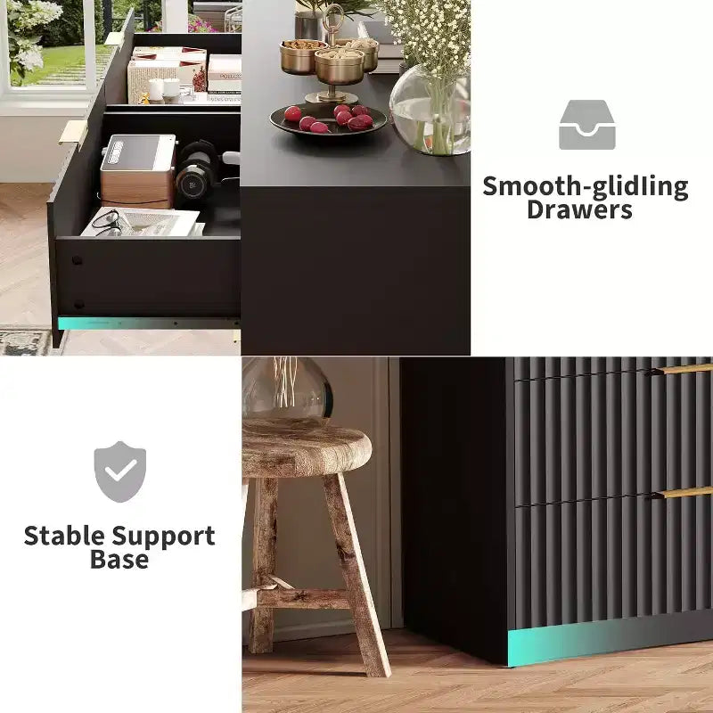 Modern Fluted 8/9-Drawer Dresser, Dresser for Bedroom Chest of Drawers, Storage Organizer for Living Room Hallway Entryway, Wood Color/Black/White