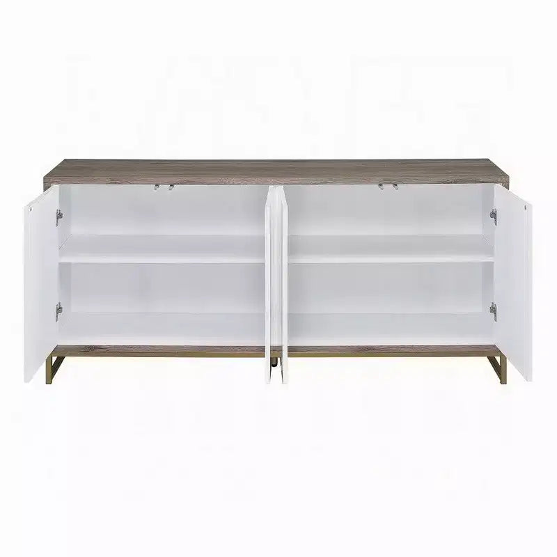 Mobile credenza consolle Royal Hampton, effetto marmo bianco, 4 ante, marrone, 165 cm