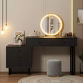 Vanity Desk with Mirror and Lights, 49.2H Makeup Vanity with 3 Color Lights and Adjustable Brightness