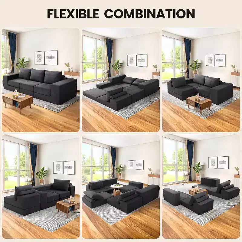 Homdox 110 Divano Letto Cloud a 3 Posti con Seduta Profonda e Base Antiscivolo, Chaise Longue a L per Soggiorno, Nessun Montaggio Richiesto,