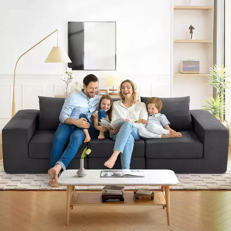 Homdox 110 Divano Letto Cloud a 3 Posti con Seduta Profonda e Base Antiscivolo, Chaise Longue a L per Soggiorno, Nessun Montaggio Richiesto,