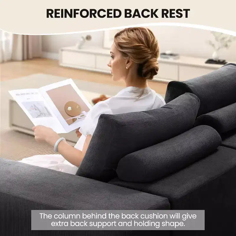 Homdox 110 Divano Letto Cloud a 3 Posti con Seduta Profonda e Base Antiscivolo, Chaise Longue a L per Soggiorno, Nessun Montaggio Richiesto,