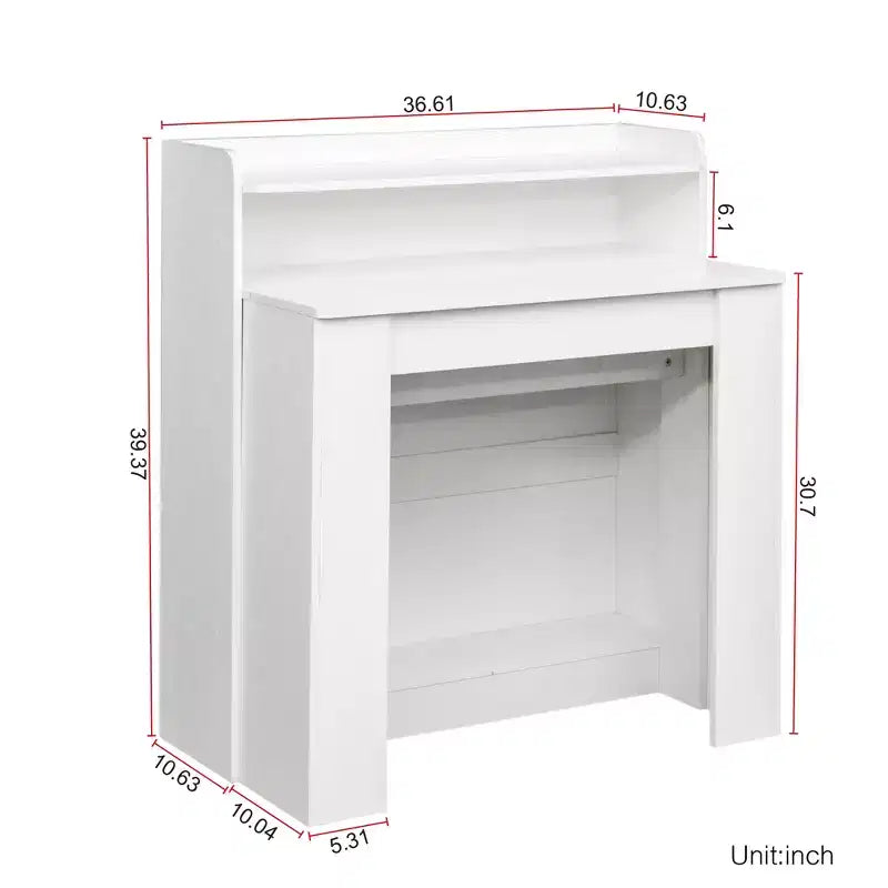 JVNOXK 95.43 in Tavolo da Pranzo Moderno Multifunzionale, Allungabile e Pieghevole con Spazio Contenitore, Adatto per Soggiorno o Sala da Pranzo, Bianco