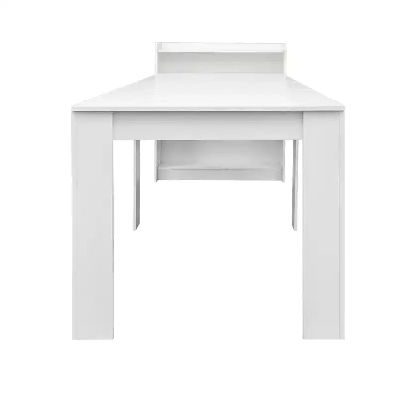 JVNOXK 95.43 in Tavolo da Pranzo Moderno Multifunzionale, Allungabile e Pieghevole con Spazio Contenitore, Adatto per Soggiorno o Sala da Pranzo, Bianco