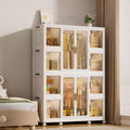 Children's Wardrobe - Foldable and easy-to-assemble wardrobe featuring 2 hanging rods and 8 storage bins, suitable for bedrooms and nurseries.