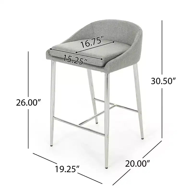 Sgabelli da Bar, Set di 2 Sgabelli da Bancone, Sedute con Finitura Cromata per Sala da Pranzo, Angolo Colazione, Isola della Cucina, Bar, Soggiorno